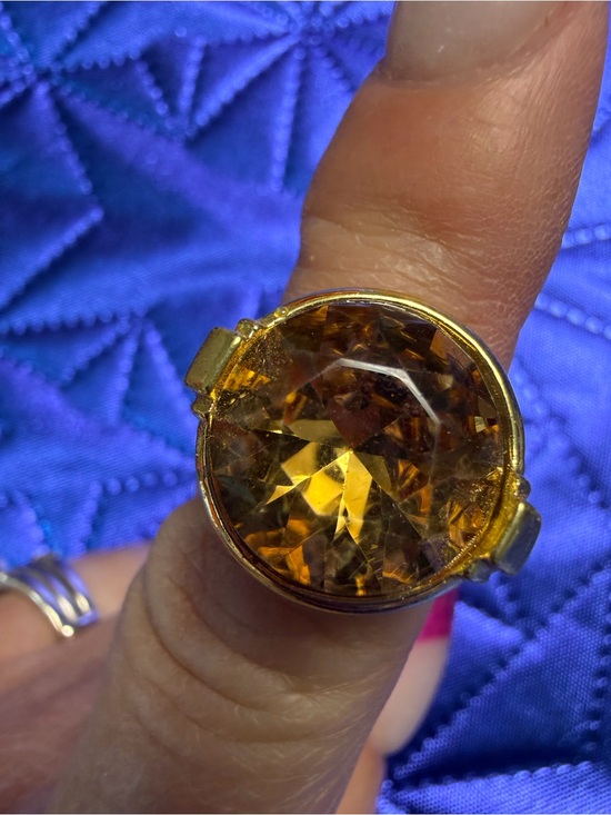 Parklane Jewelry - Park Lane Gold Tone Amber Crystal Statement Ring Size 7 New